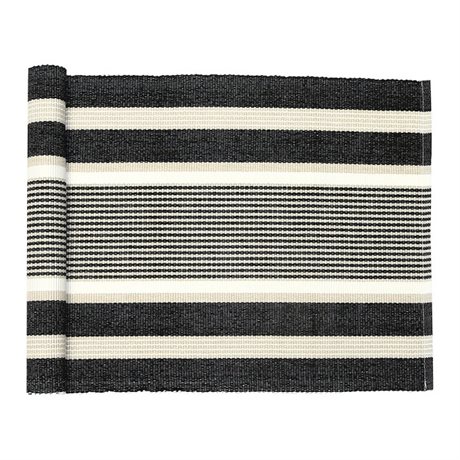 Löpare GRETA Recycled OEKO-TEX® – Svart, Linne & Beige 33x140cm