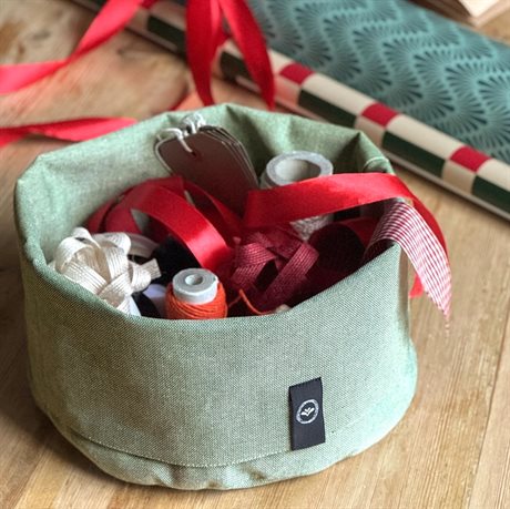 Förvaringskorg ELIN Recycled OEKO-TEX® – Grön & Vit Ø:20cm