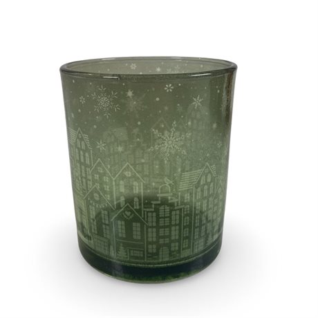 Ljuslykta / ljuskopp STREETS i glas – Grön stor 10x12cm