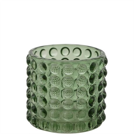 Ljuslykta / ljuskopp PIANA i glas – moss green liten 7,2x7,2x6,7cm