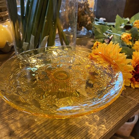 Kakfat BRANCHES på fot i glas – Gult litet Ø:19,5cm H:7,5cm