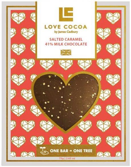 LOVE COCOA Mjölkchoklad Heart Salted Caramel 75g