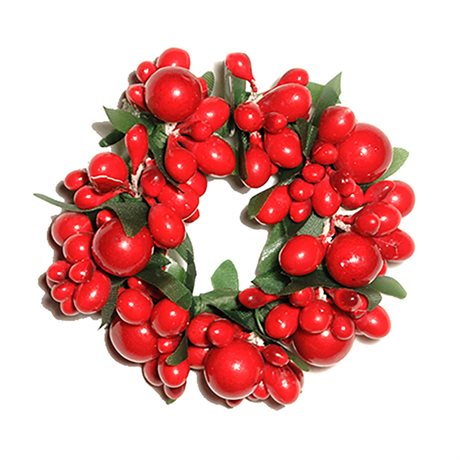 Ljusmanschett med röda pärlor & bär ID:3cm