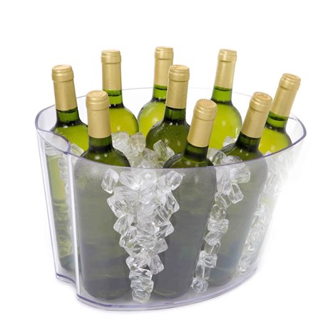 Vinkylare / cooler champagnekylare XXL för 9 vinflaskor i klar plexi