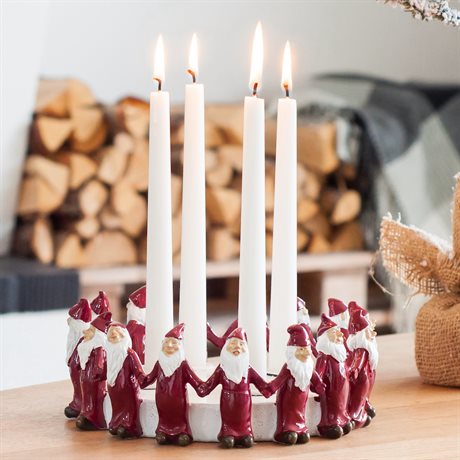 Adventsljusstake Tomtering röd H:8,5cm Ø:23cm