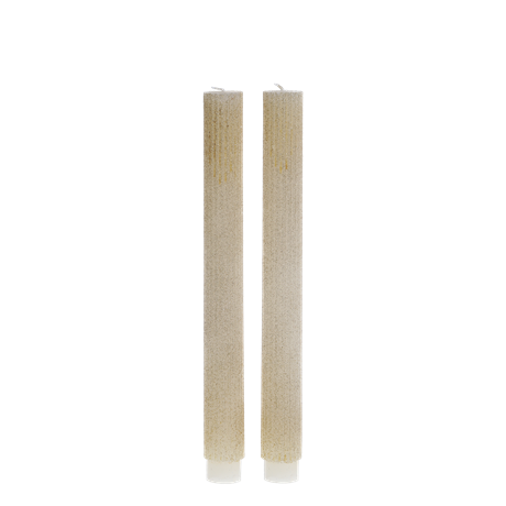 Kronljus H26,5/Ø2,5cm – Creme räfflat & glim 16H 2-pack