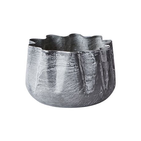 Kruka FENIX i grå vågformad metall med patina SMALL: Ø12xH8cm
