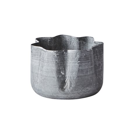 Kruka FENIX i grå vågformad metall med patina XSMALL: Ø9xH7cm