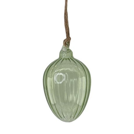 Munblåst ägg av glas med "swirl" – Ljusgrönt, litet