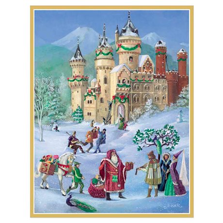 Julkort med kuvert, blank insida – Christmas Castle 12x15cm 5-pack 