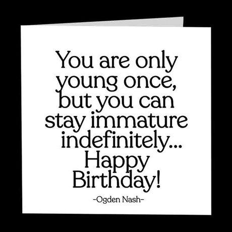 Dubbelt kort med kuvert Quotable – You are only young once... 13x13cm