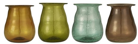 Vas i återvunnet glas m liten kant – UNIKA i färg & form H:9cm pris/st