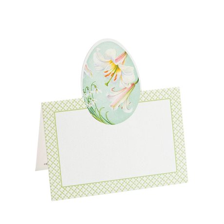 Placeringskort Floral Decorated Egg – utstansat ägg 8-pack