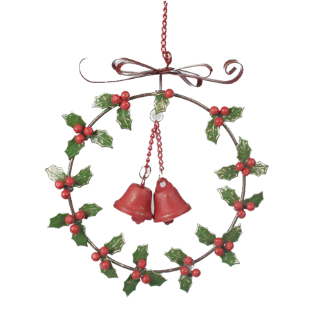 Krans i metall med Järnek & Klockor 14x3,5x15cm