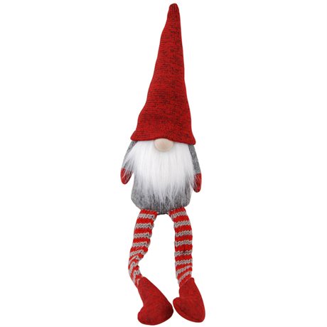 Tomte sittande med stickade ben & luva Höjd:20cm