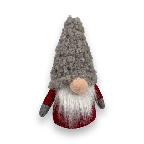 Tomte kotte i textil med grå luva Höjd:16cm