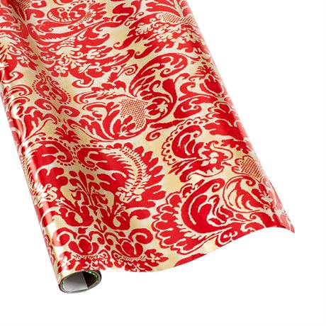 Presentpapper JUL – Palazzo in Red with Gold Foil 76x244cm 