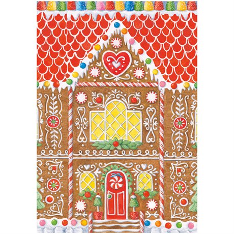 Julkort med kuvert, blank insida – Gingerbread House 12,7x18cm per/st 