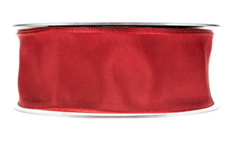 PRESENTBAND – rött textilband m ståltråd B:40mm pris/m