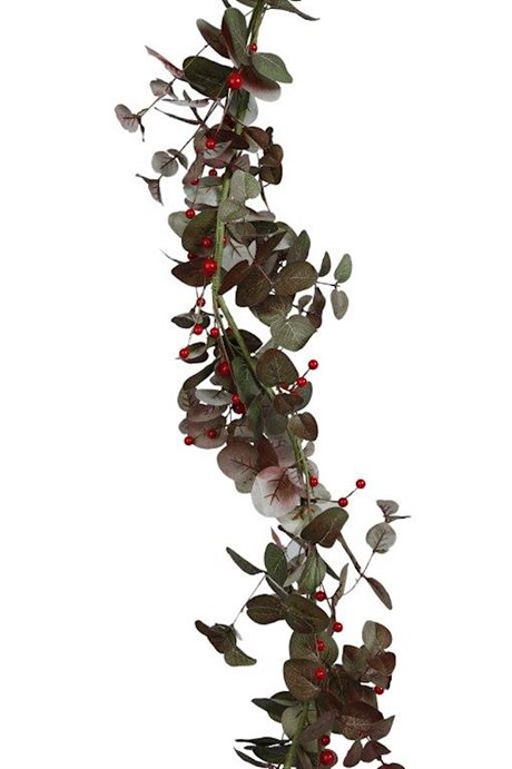 Girlang Ranka m gröna blad & röda bär konstgjord L:140cm