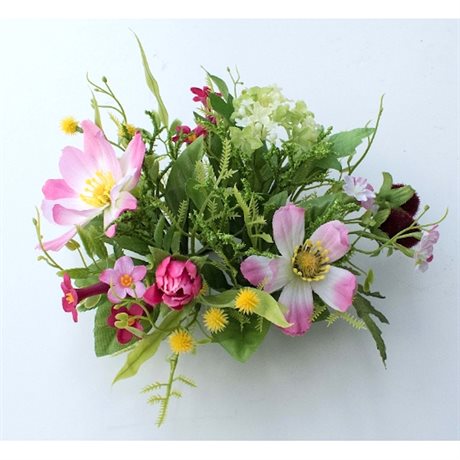 Ljusmanschett med rosa blommor & gröna blad ID:3cm