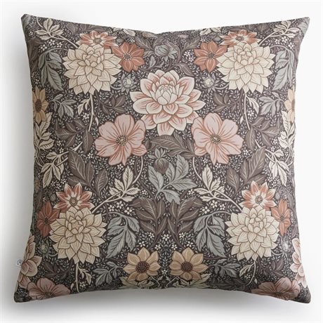 Kuddfodral Dahlia Garden – Brun 50x50