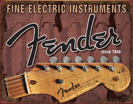 Plåtskylt Retro – FENDER Headstock 32x41cm