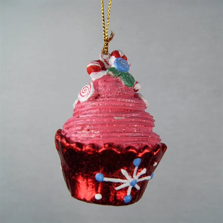 Julkula – Glimmande cupcake m hänge 8x6cm