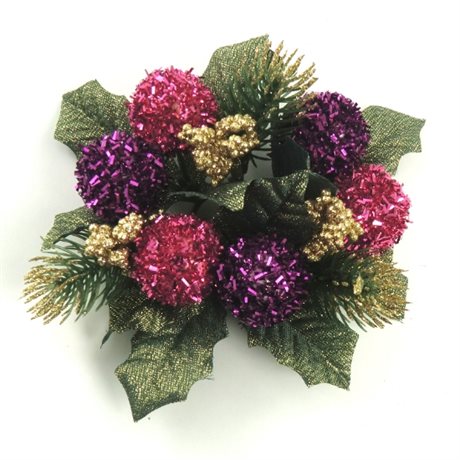 Ljusmanschett Tinsel ball pine YD:12cm ID:2,5cm