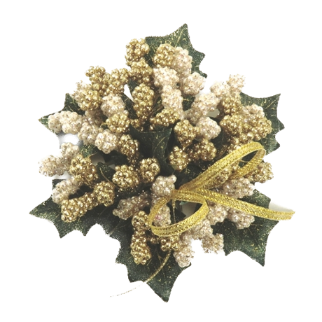 Ljusmanschett Holly wheat ribbon i guld & creme ID:2,5CM YD:10CM