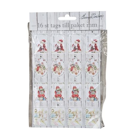 Paketkort / Juladresser knyt – fyra olika motiv 16-pack