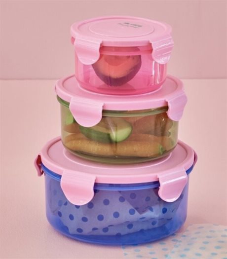 Plastburkar med lock, set med 3