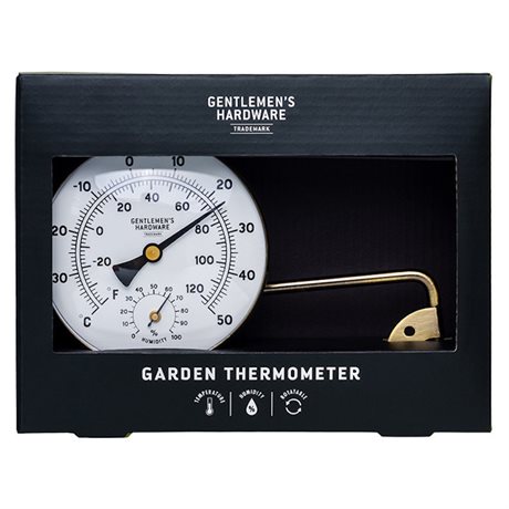 Termometer med vridbar arm för trädgård & växthus i fin ask