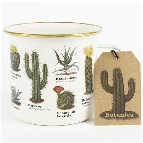 Emaljmugg Botanical – motiv med kaktusar 500ml