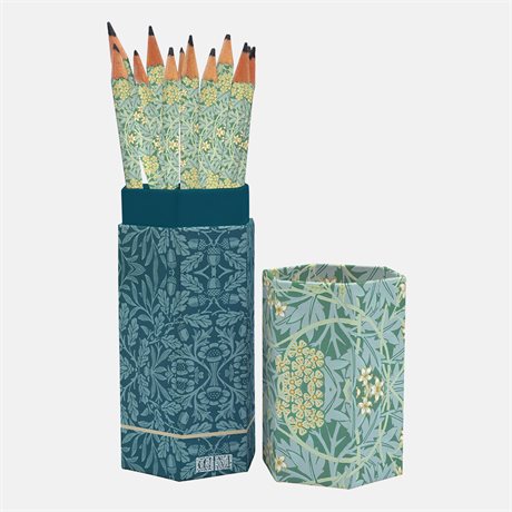 Pennset med 12 pennor – William Morris Jasmine, 18x6x6cm