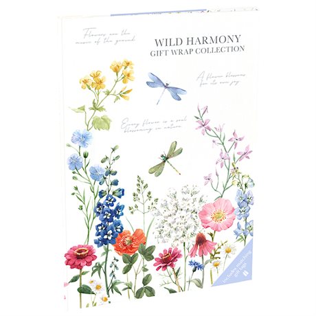 Bok med presentpapper – Fem blommönster WILD HARMONY, 10 ark á 50x70cm