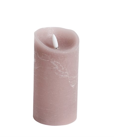 LED Blockljus med flammande låga rosa Ø:7,5cm H:15cm 
