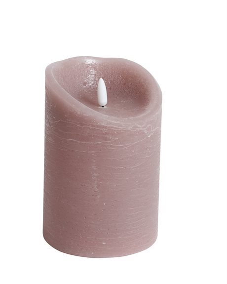 LED Blockljus med flammande låga rosa Ø:10cm H:15cm 
