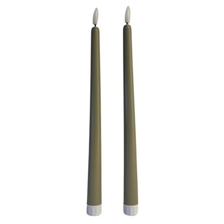 LED Kronljus med flammande 3D-låga, timer & fjärrkontroll Beige H:38cm 2-pack 