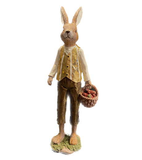 Kaninherre välklädd i guldfärgad väst 25cm