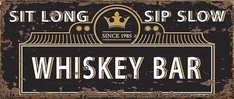 Metallskylt i vintagestil – Whiskey Bar 30x15cm