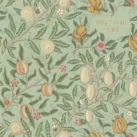 Dubbelt kort med kuvert, blank insida – "Just for you" William Morris 16x16cm