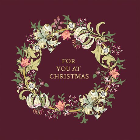 Dubbelt julkort med kuvert, blank insida – For You At Christmas, William Morris 16x16cm