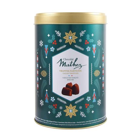 Mathez Truffes Fantaisie – krämig fransk tryffel med mintkrisp i läcker burk 500g