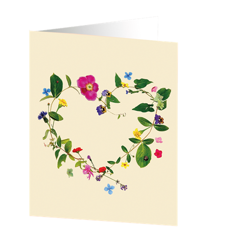 Kort med kuvert – Floral heart 9x11cm