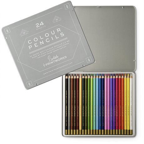 Färgpennor Classic – 24 färger i stilren plåtask 21x19cm