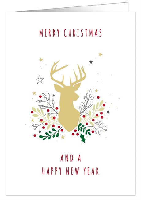 Julkort dubbelt med kuvert & blank insida – Deer 12x17