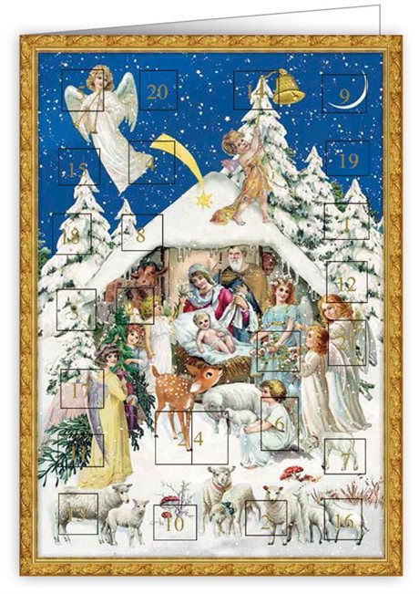Kalenderkort, dubbelt med kuvert & blank insida – Julhem 11,5x16,3cm