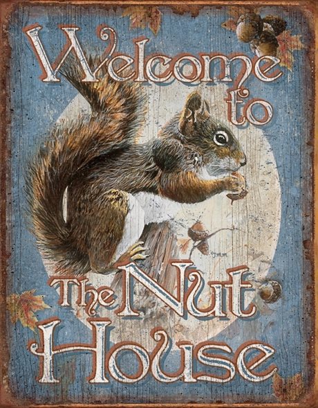 Plåtskylt retro – Welcome to the Nut House 32x41cm