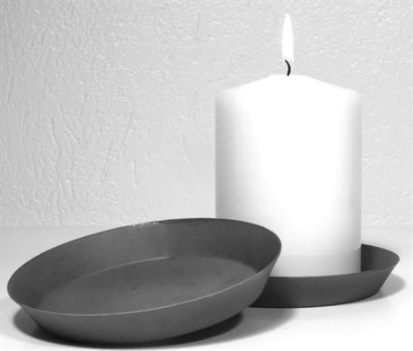 Ljusfat plåt med kant ärggrön Ø:12cm